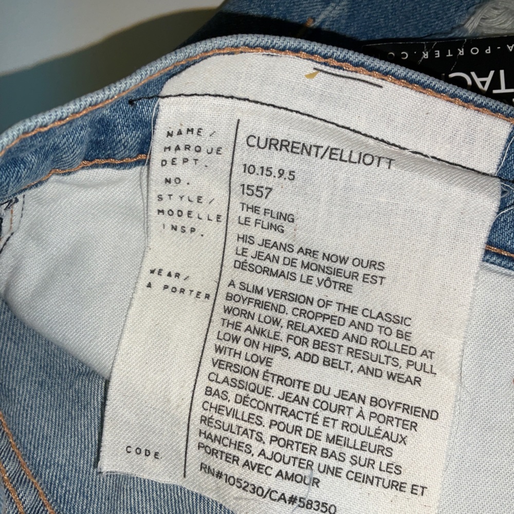 NWT Women’s‎ Current / Elliott The Fling Slim Boyfriend Blue Jeans 31” x 27” - Picture 5 of 7